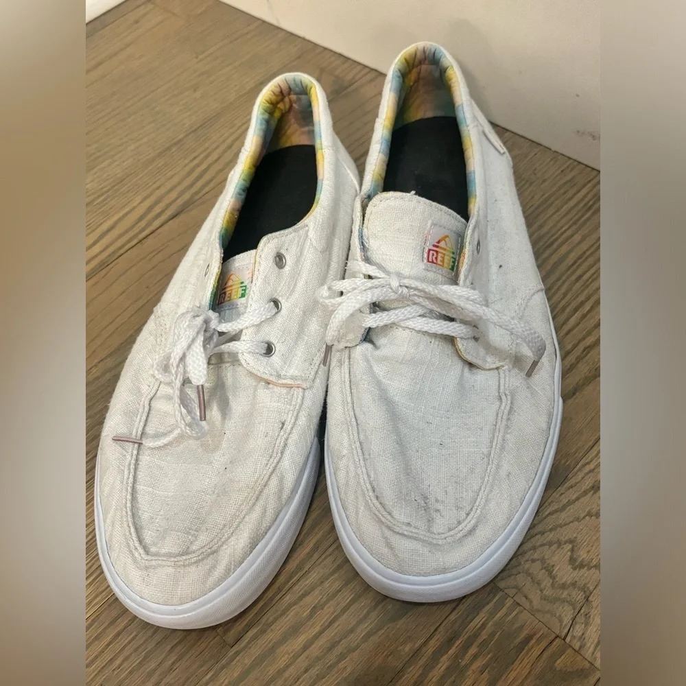 white Reef Deckhand 3 TX shoes rainbow men’s size 10